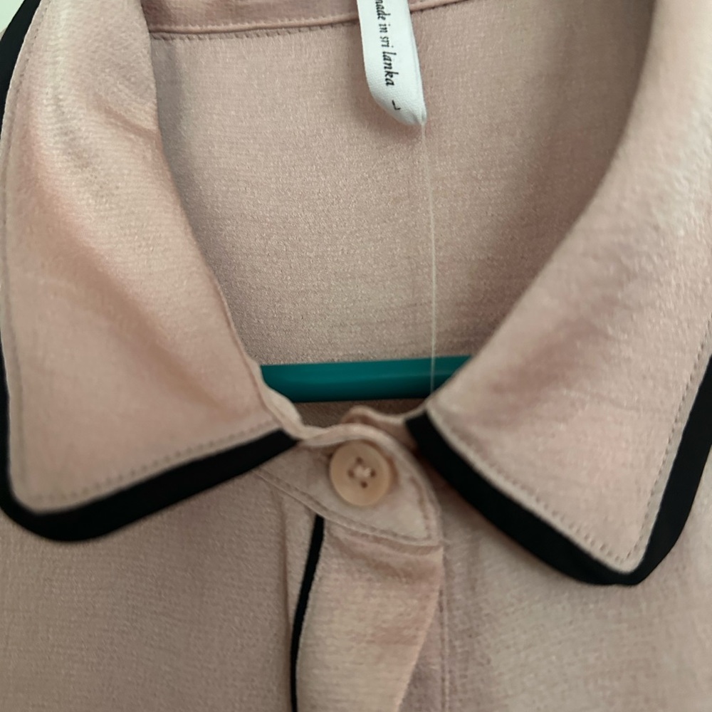 BCBGeneration rose smoke Blush Button-Down pajama top with Black Accents - Picture 11 of 12